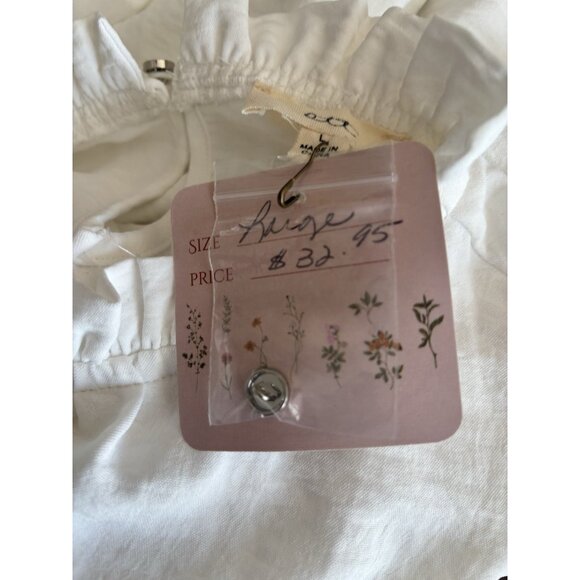 NWT Ott Brand Womens Size L Blouse Off White Long Sleeve Ruffle Trim - Picture 7 of 7